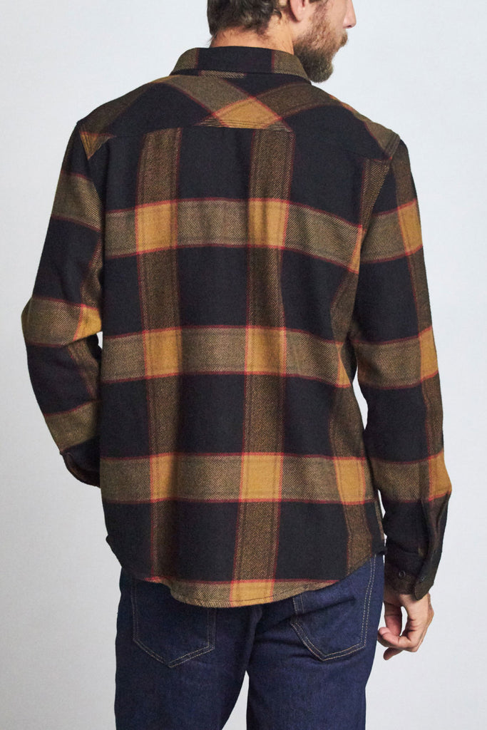 Brixton Bowery L/S Flannel - Black/Gold