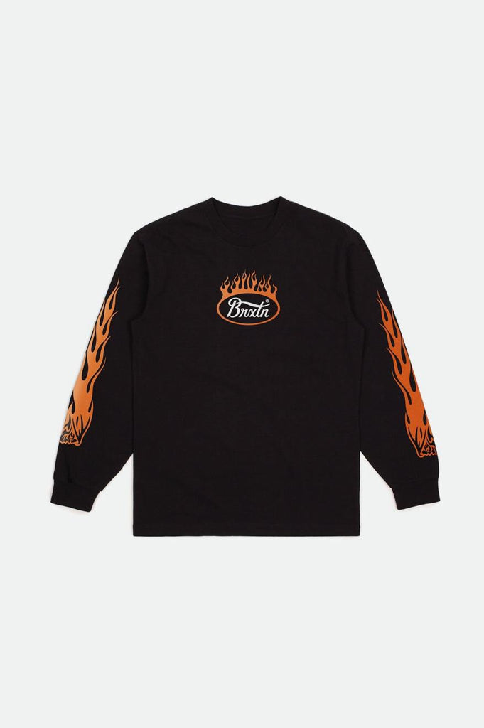 Brixton Parsons Flame L/S Standard Tee - Black/White/Orange