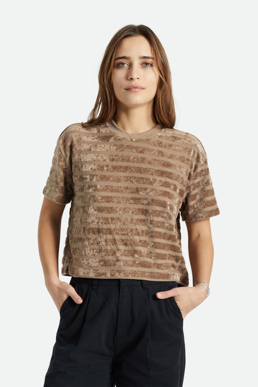 Colombia Velour Boxy Top - Twig