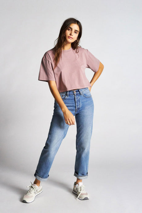 Amanda S/S Crop Tee - Mauve