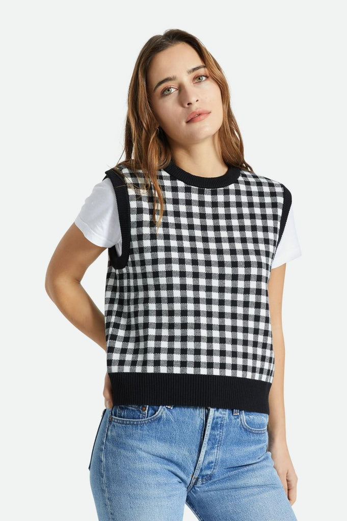 Brixton Naples Sweater Vest - Black Gingham