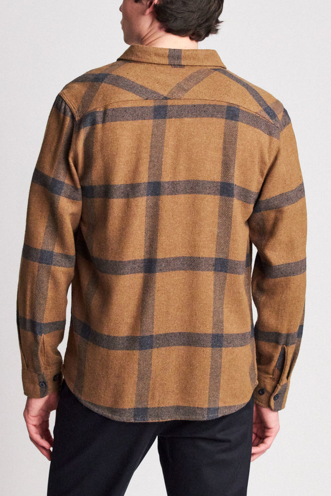 Brixton Bowery L/S Flannel - Gold/Navy