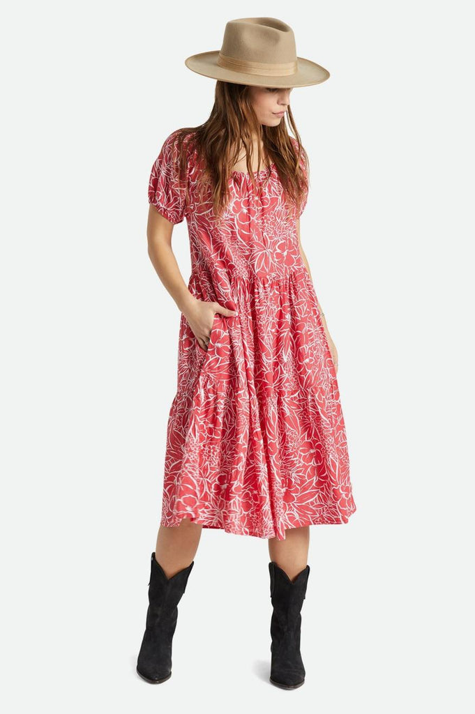 Brixton Indo Linen Dress - Aloha Red