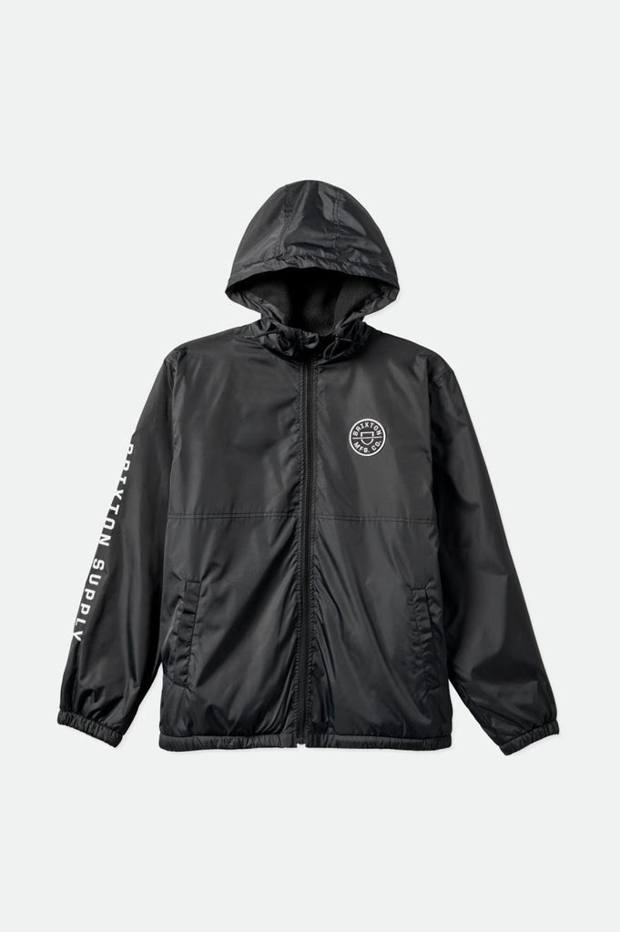 Brixton Claxton Crest Lined Hood Jacket - Black/Black