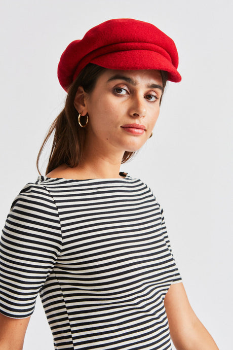 Audrey Brim Beret - Red