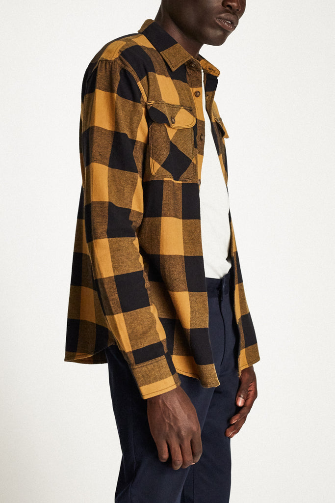 Brixton Bowery Lightweight L/S Flannel - Black/Bronze