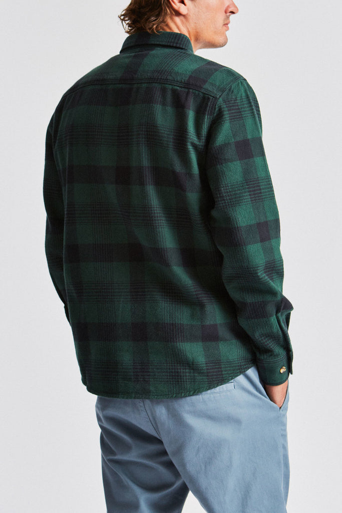 Brixton Bowery L/S Flannel - Black/Green