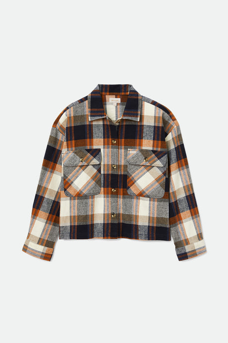 Women's Bowery Women's L/S Flannel - Joe Blue/Off White - Front Side