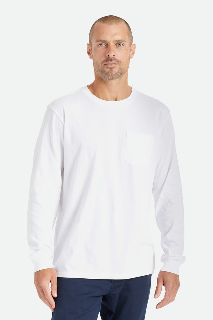 Brixton Basic L/S Pocket Tee - White