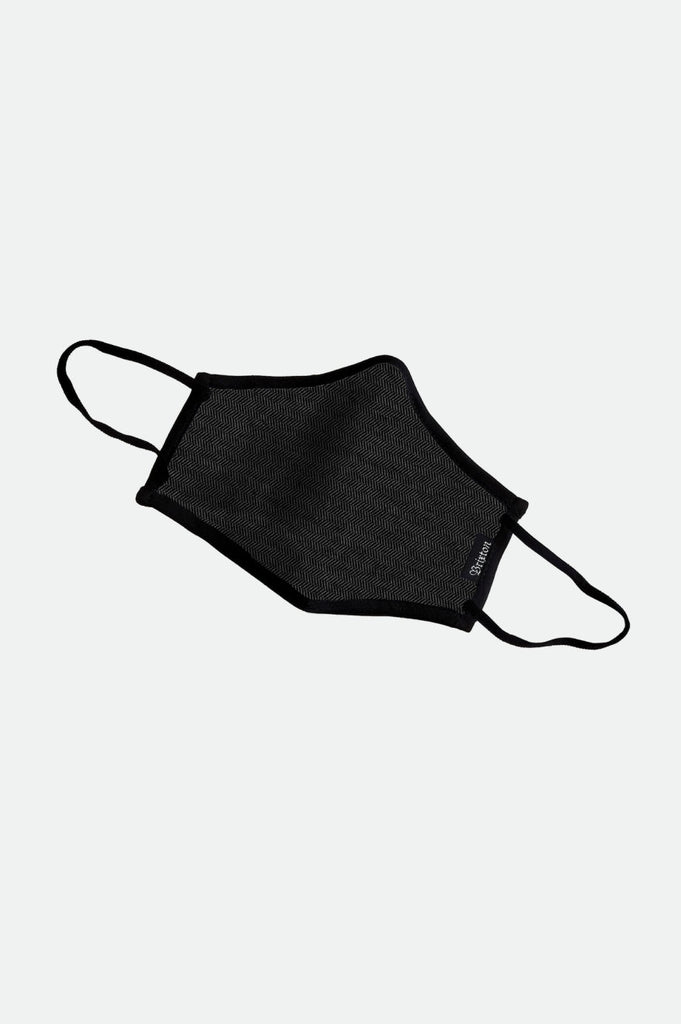 Unisex Antimicrobial 4-Way Stretch Face Mask - Black Herringbone - Front Side