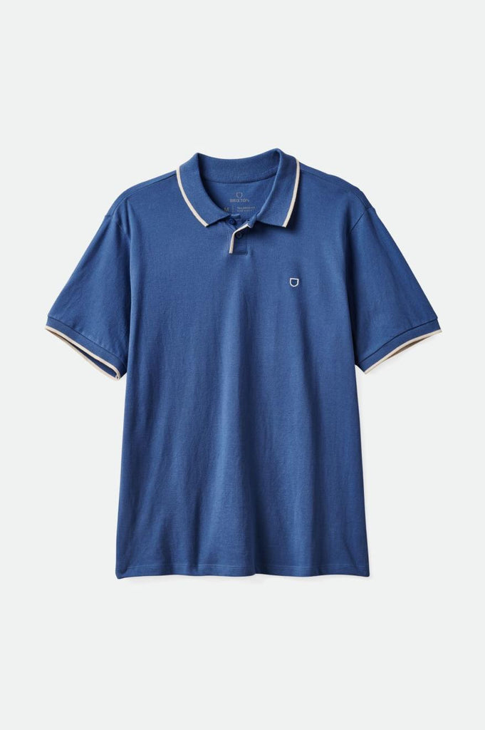 Brixton Proper S/S Polo - Pacific Blue/Whitecap