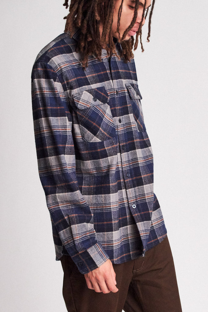 Brixton Bowery L/S Flannel - Blue Night