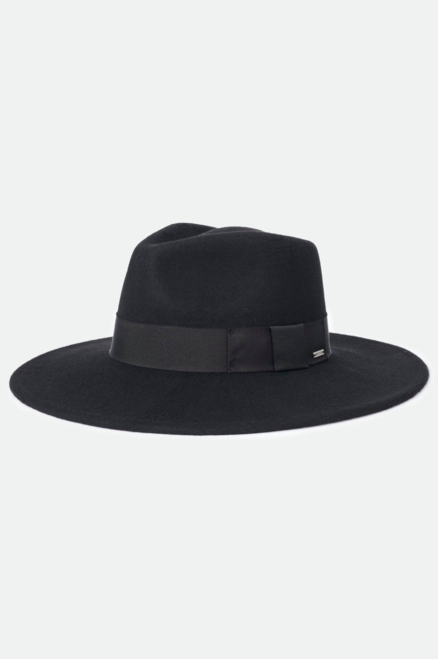 Women's Joanna Wide-Brim Felt Fedora Hat Black – Brixton Canada
