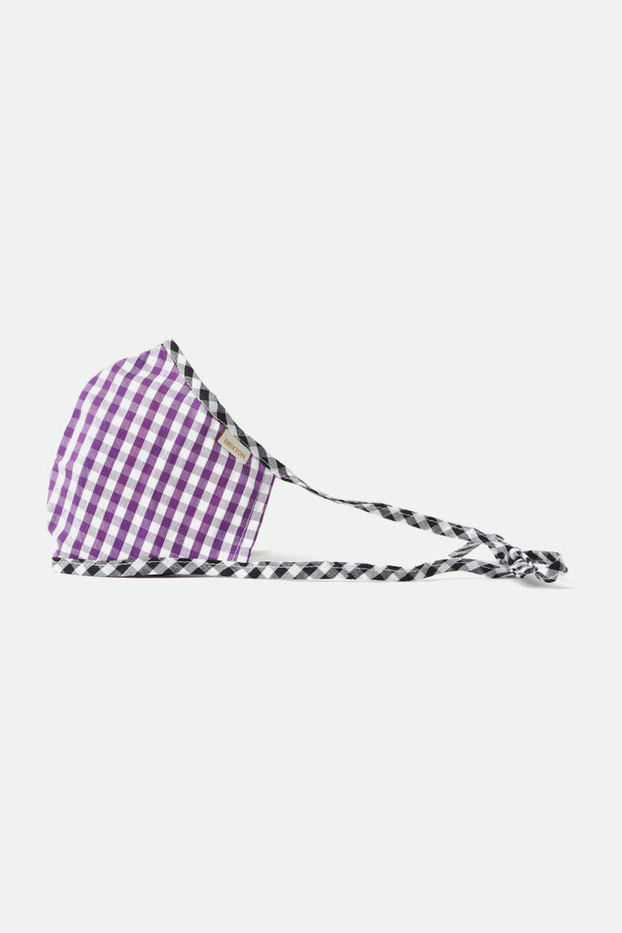 Unisex Lightweight Antimicrobial Face Mask - Purple Gingham - Front Side