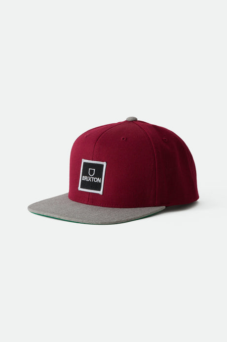 Alpha Square MP Snapback - Burgundy/Light Heather Grey