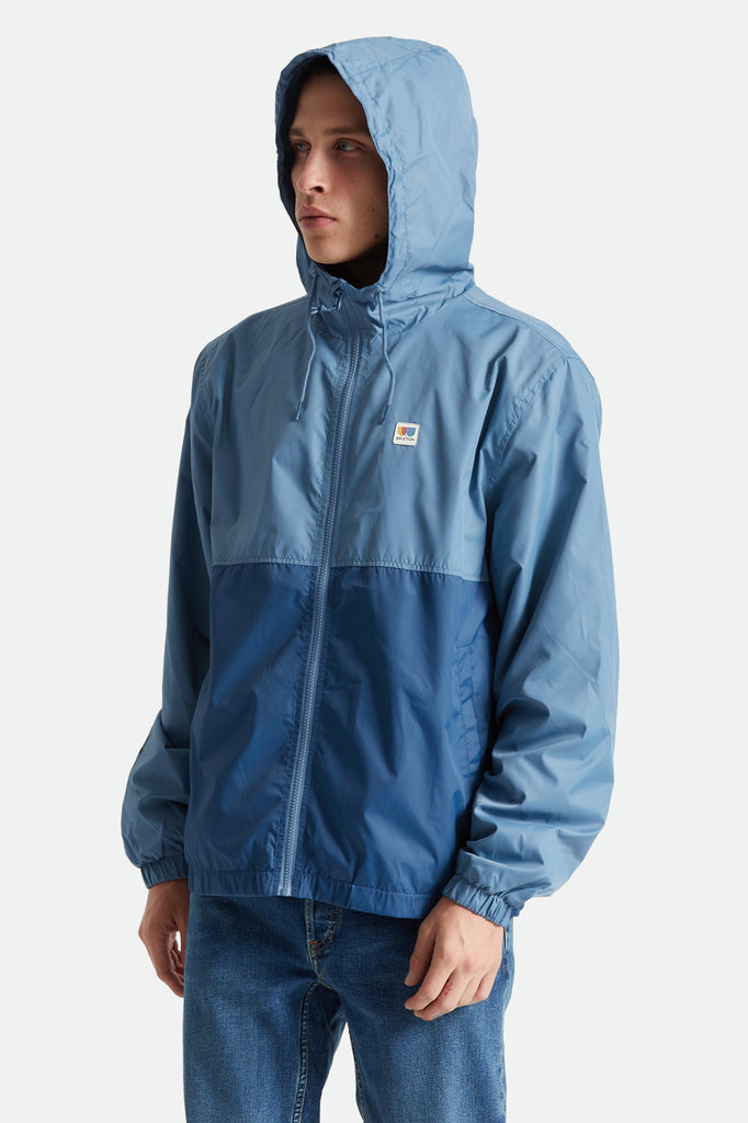 Brixton Claxton Alton Lightweight Zip Hood Jacket - Slate Blue/Joe Blue