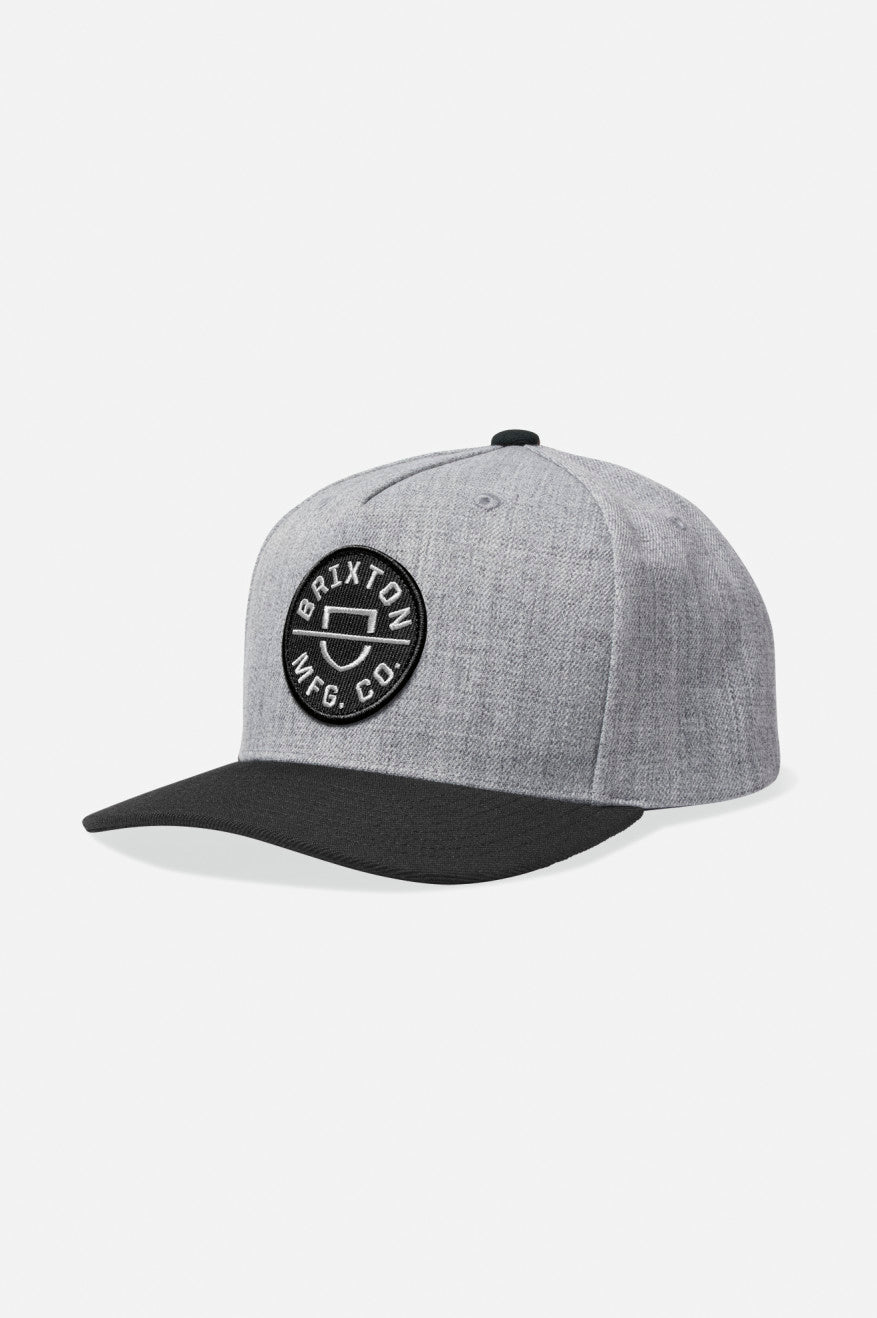 Crest Medium-Profile Snapback Hat - Heather Grey/Black – Brixton