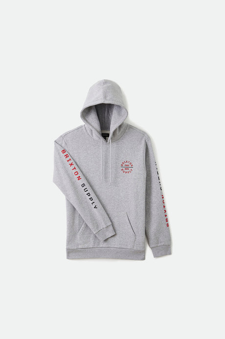 Men's Crest Hood - Heather Grey/Red - Front Side