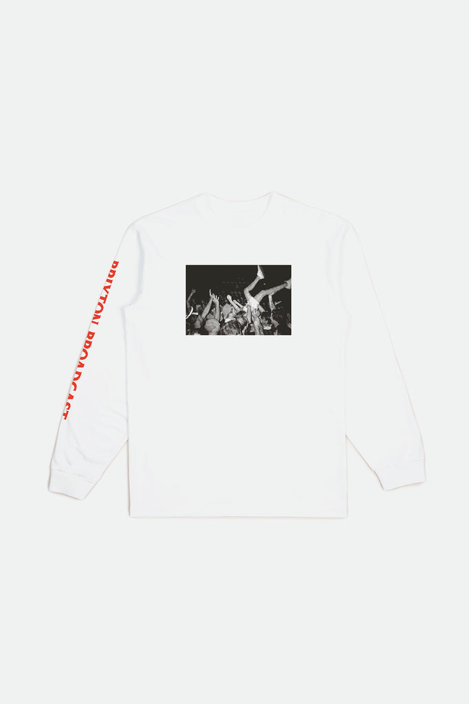 Men's Clutter L/S Standard Tee - White - Front Side