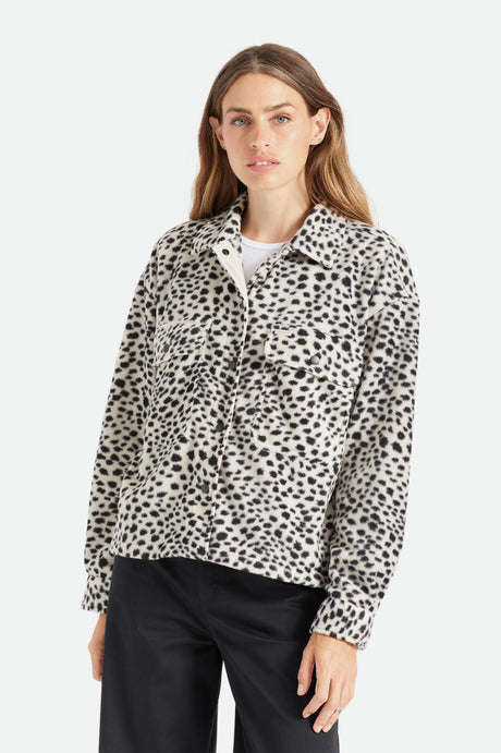 Bowery Women's L/S Arctic Stretch Fleece - Beige Cheetah