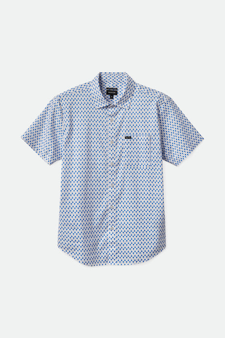 Charter Print S/S Woven - Off White/Sky Blue