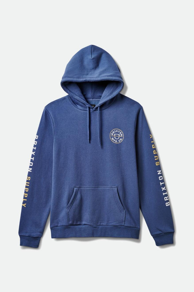 Brixton Crest Hood - Pacific Blue/Straw/Off White