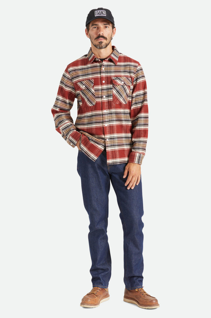 Brixton Bowery Stretch L/S Utility Flannel - Burnt Henna/Bright Gold/Black