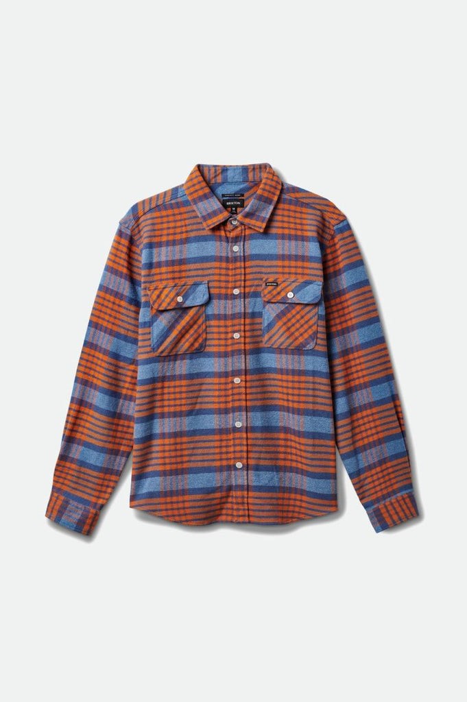 Brixton Bowery L/S Flannel - Blue Heaven/Paradise Orange/Pacific Blue