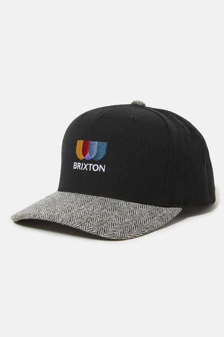 Alton Embroidered MP Snapback - Black/White Herringbone