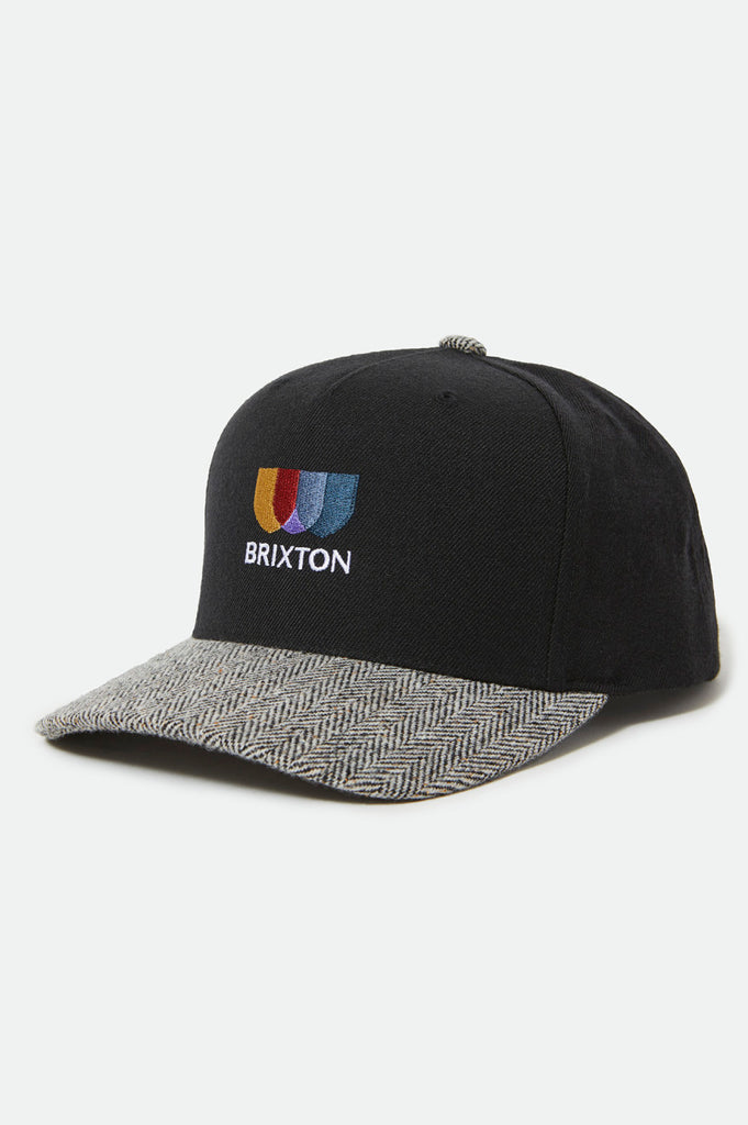 Brixton Alton Embroidered MP Snapback - Black/White Herringbone